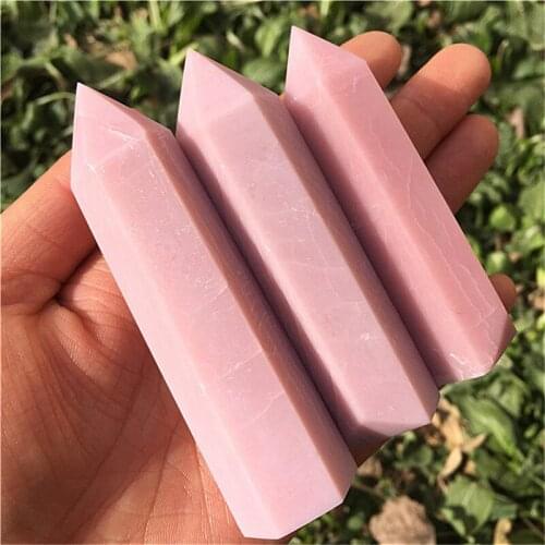 Beautiful 1PC Natural Pink Opal Point Tower Healing Stone Wand Obelisk Energy Pyramid Love Stone Natural Quartz Crystals