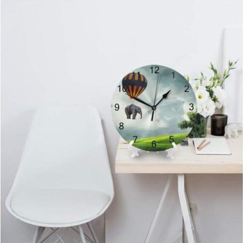 Elephant Animal Round Wall Decor Clocks Numeral Digital Dial Mute Silent Fashion Digital Clocks Battery Operated Clocks for Room