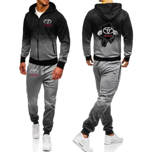 2021 Men Toyota 2 Pieces Sets Tracksuit Hooded Sweatshirt+pants Pullover Hoodies Sportwear Suit Casual Man Comfortable Clothes