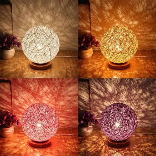 USB Led Table Lamps Bedside Lamp Bedroom Rechargeable Desk Lamp Rattan Ball Night Light Birthday Christmas Gift Lampara De Mesa