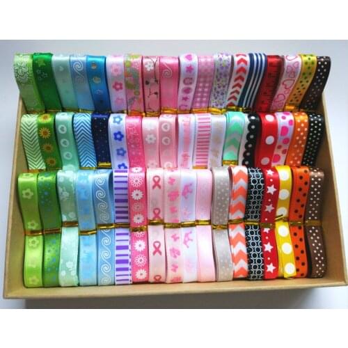 NEW 9mm Random set mixed 10/20 styles lovely pattern printed satin ribbon 1Y/style STRD0910-20
