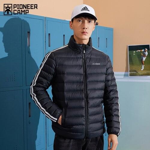 Pioneer Camp Winter Mens Coat Windproof 100% White Duck Down Jackets Striped Design for Mens Clothing AYR030364