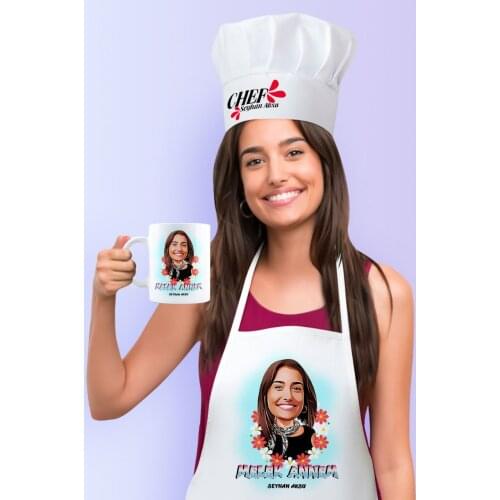 Personalized Angel Mom Caricature Of Kitchen Apron Cook hat And Mug Set Kitchen Dining Reliable Quality Customized Design mug