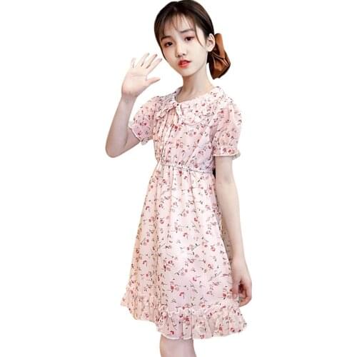 Girl Dress Floral Pattern Dress For Girl Casual Style Children Dresses Summer Costume For Girls 6 8 10 12 14