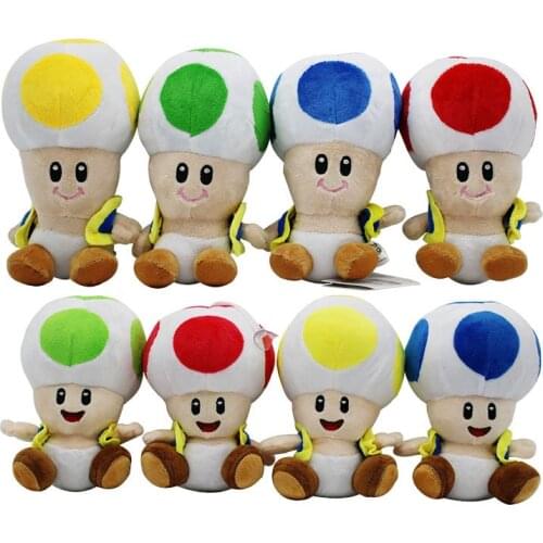 17cm Super Mario Game Plush Doll Toy Toad Anime Game Character Chinobio 4 Color Sitting Mushroom Man Plush Doll Birthday Gifts