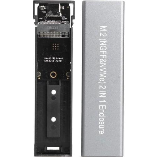 Portable M.2 NGFF NVME 2 in 1 Enclosure 10Gbps High Speed Mobile Hard Drive Case External Hard Drive case