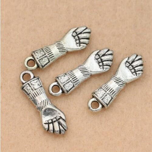 KJjewel Antique Silver Plated Arm Charms Pendants Jewelry DIY Findings Jewelry Making Bracelet Accessories 23x8mm