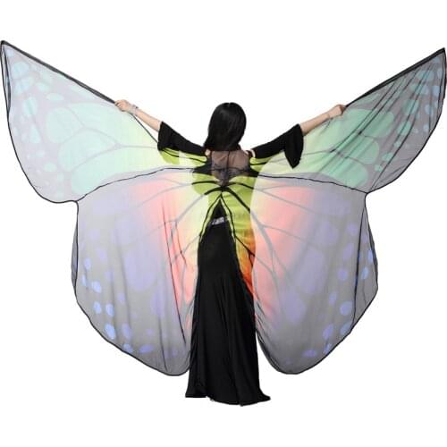 Transparent Wings Women Dancewear Stage Props Polyester Cape Cloak Dance Fairy Belly Dance Wing Butterfly Wings with Sticks