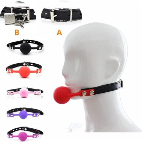 Sex Toys of Silicone Safety Mouth Gag Ball With Leather Strap Lock for Bdsm Bondage Adults Games to Oral Fixation Mouth Stuffed