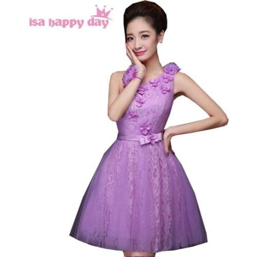 Lilac teen one shoulder multi style bright light purple bridesmaid dress modest dresses girls for wedding occasion H2172