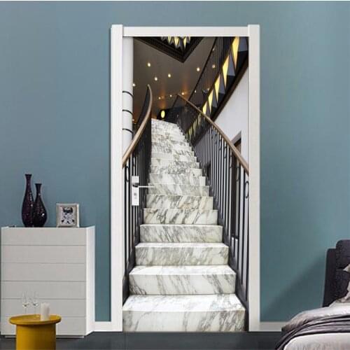 Modern Creative 3D Stereo Marble Stair Door Sticker Living Room Hotel PVC Self-Adhesive Waterproof Wallpaper Home Decor Stickers