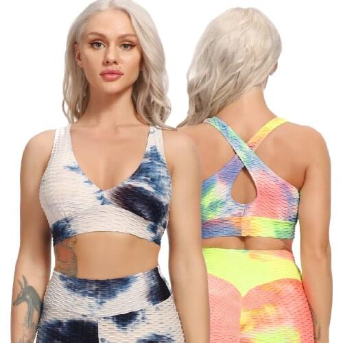 FITTOO Women Sports Tops Ink Print Backcross Tops Bras Gym Workout Fitness Bras For Women Quick Dry Breathable Female Underwear