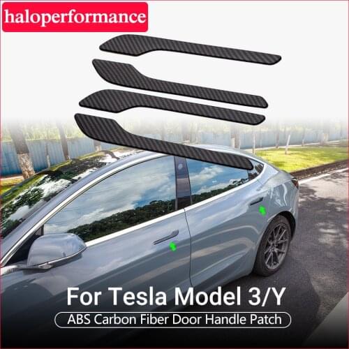 Tesla Model3 Door Handle Wrap For Tesla Model 3 2021 Carbon Fiber Accessories ABS Door Handle Protector For Tesla model Y three