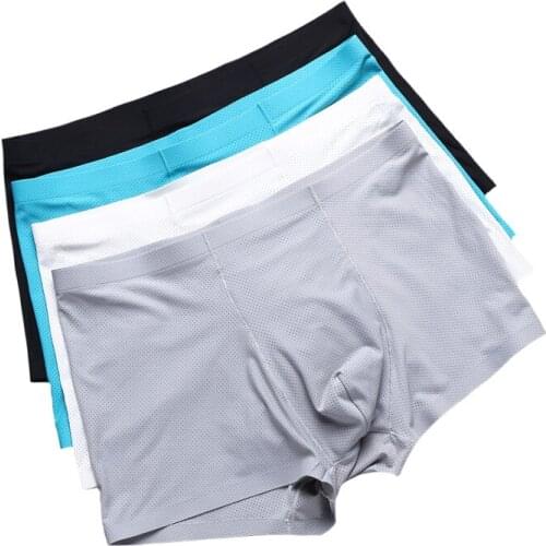 DENNYLITER 3Pcs Ice Silk Soft Breathable Boxershorts Men Seamless Men Underwear Men Cuecas Boxer Masculina Calzoncillos Hombre