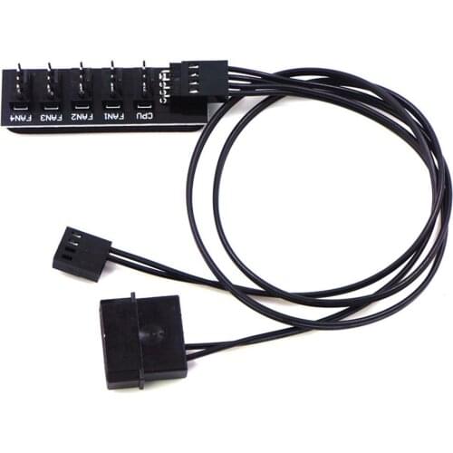 4Pin Fan PWM 1 to 5 Way Power Supply Extension Cable Y Splitter Port Multiplier PC Computer Cooling Wire Accessor