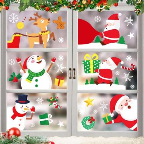 Christmas Window Stickers Merry Christmas Decorations for Home Santa Claus 2021 Christmas Ornament Navidad Xmas Gifts New Year