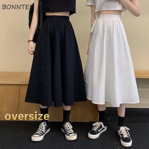 Skirts Women Loose All-match Cozy Design Female Spring Pure Color Students Casual Large Size 5XL Fashion Summer Mujer Harajuku