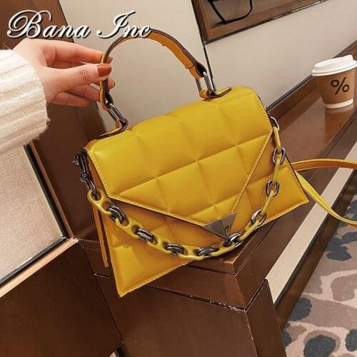 Ladies Small Square Bag 2021 Fashion New Quality PU Leather Womens Handbags Solid Color Lingge Shoulder Messenger Bags