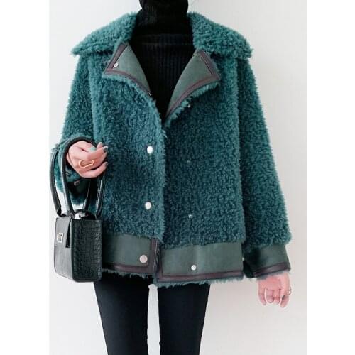 2020 Winter Real Fur Coat Women Long Coats and Jackets Fox Fur Collar 100% Wool Jacket Sheep Shearling Doudoune Femme WPY1971
