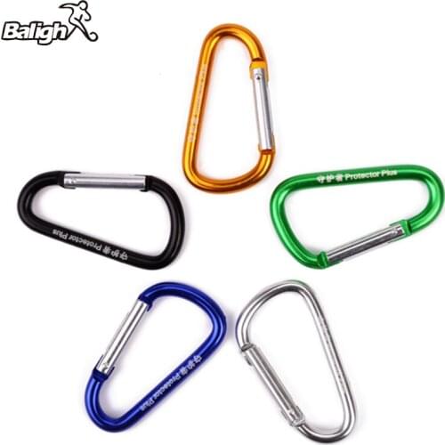 Balight 1Pcs D Shaped Carabiner Keychain Aluminum Alloy 5 Random Color Outdoor Camping Climbing Snap Clip Screw Lock Equipement