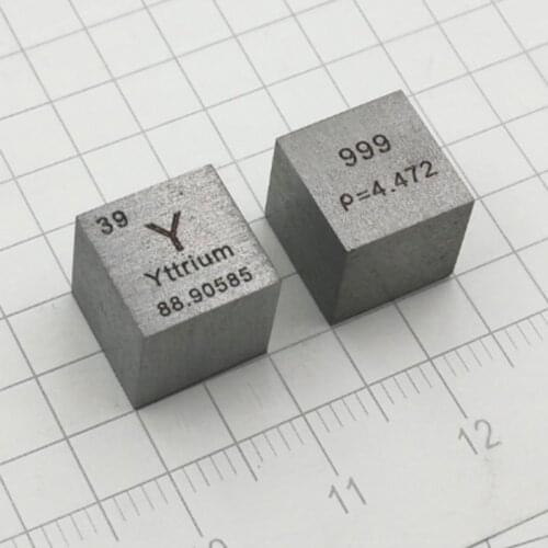 10mm Yttrium Cubic Periodic Table Y Cube 99.9% Pure Yttrium Cubic Metal Gift Rare Metal Yttrium Element Block Sample