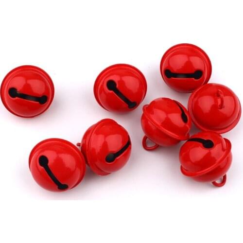 10pcs Hot Red Christmas Jingle Bells Keychain Metal Charms Diy Party Hats Toy Dog collar Necklace Pendant Jewelry Accessories