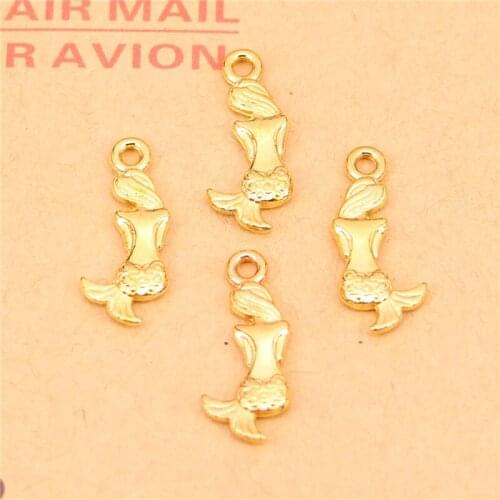 30pcs Tibetan Gold lovely mermaid Charms Pendants for Jewelry Making DIY Handmade Craft 21*10mm