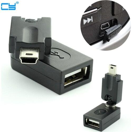 360 Degree Swivel Adjustable Angle USB 2.0 Female to Mini USB Male OTG Adapter Cable Convertor