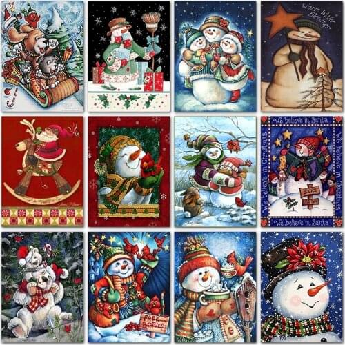 5D DIY Diamond painting Santa Claus snowman Christmasgift Full Square Diamond embroidery Cross stitch Full Round Diamond mosaic