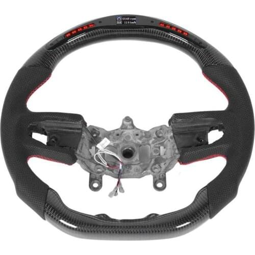 Car Horns Car Steering Wheel Carbon Fiber LED Shift Lights Display Steering Wheel Perforated Leather Fit for Jeep Wrangler JL