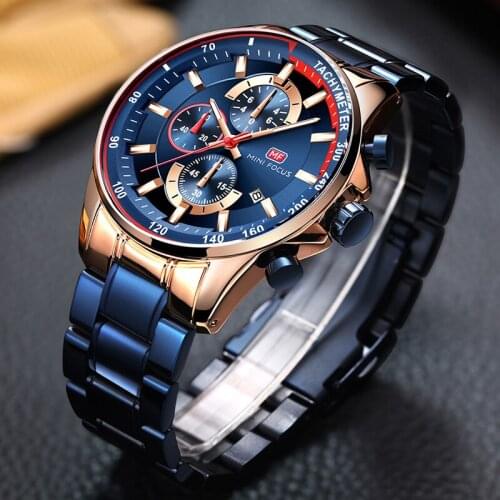 MINI FOCUS Big Watch Men Luxury Blue Quartz Wristwatch Sports/Military Men Watches Waterproof Male Clock Relogio Masculino
