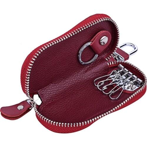 Genuine Leather Keychain Women Men Key Holder EDC Case Organizer Pouch Car Key Wallet Housekeeper Key Case Many Styles Card Bag