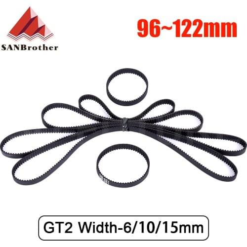 3D Printer Parts GT2 Closed Loop Timing Belt Rubber 2gt 6/10/15mm 96 98 100 102 104 106 108 110 112 116 118 120 122mmSynchronous
