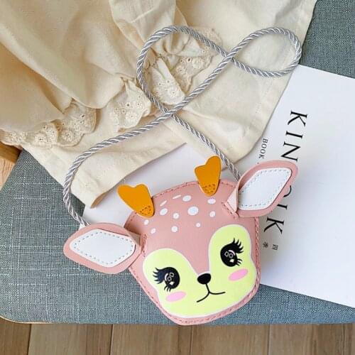 Cartoon Deer Children Mini Crossbody Bags PU Leather Girls Baby Shoulder Messenger Bag Princess Accessories Coin Purse Handbags