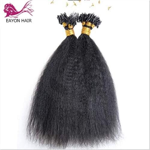 EAYON Micro Loop Hair Extensions Brazilian Remy Human Hair Kinky Straight 100g Per Pack Human Hair Coarse Straight Micro Rings