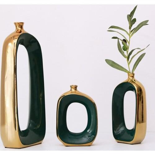 European Blue Phnom Penh Family Vase Table Floral Arrangement Floral Creative Hollow Luxury Ceramic Flower Vase Home Decoration