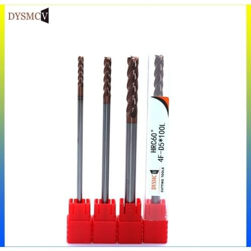 HRC60 3X100L 4X100L 5X100L 6X100L 4Flute Solid Carbide Endmills Standard Length Side milling Slotting Profiling face mill