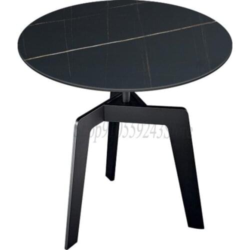 Customized Italian Minimalist Rock Board Sofa Side Cabinet Side Table Small Coffee Table Home Living Room Simple Creative Round