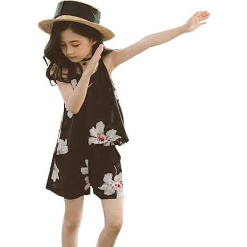 Set Clothes For Girls Floral Vest + Short 2PCS ChildrenS Costumes For Girls Big Kids Summer Clothes 6 8 10 12 13 14 Year