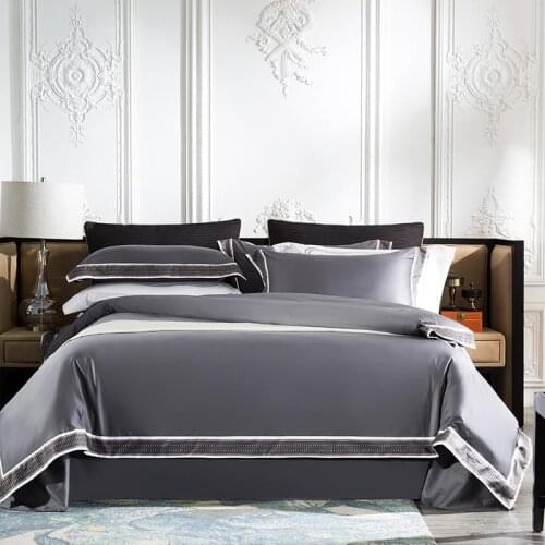 40Home Hotel Brief Style Silky Soft Egyptian Cotton Bedroom Duvet Cover Bedding Set Bed sheet Pillowcase Queen King size 4Pcs