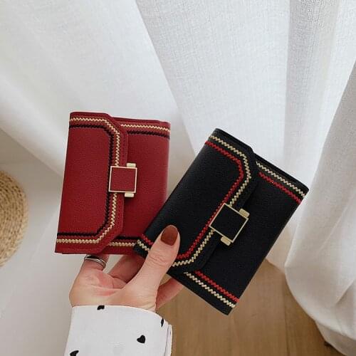 Small Wallet Women Short Simple Three-folding Multi-card Position Buckle Coin Wallet