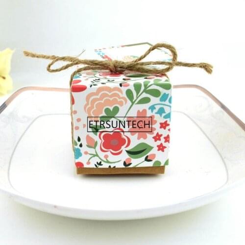 Mini Paper Box Flower DIY Wedding Favor Gift Box Small Single Cake Candy Box Packaging With String Party Decoration 500pcs