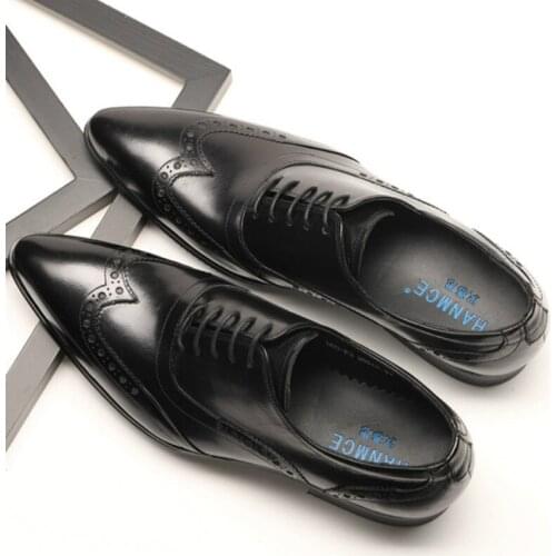 2020 Autumn Men formal business shoes mens luxury quality genuine leather business shoes trend design burgundy office mens shoes