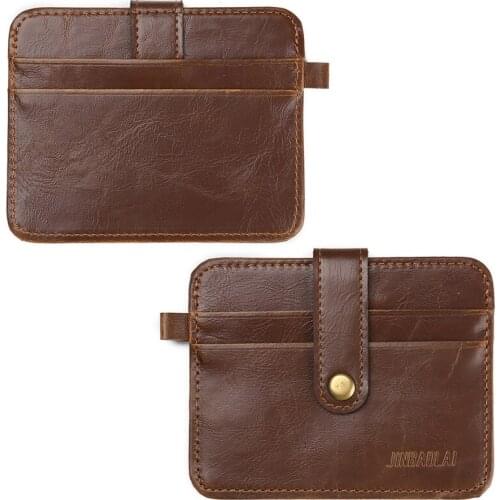 Mens Faux Leather Small ID Credit Card Business Wallet Holder Slim Pocket Case