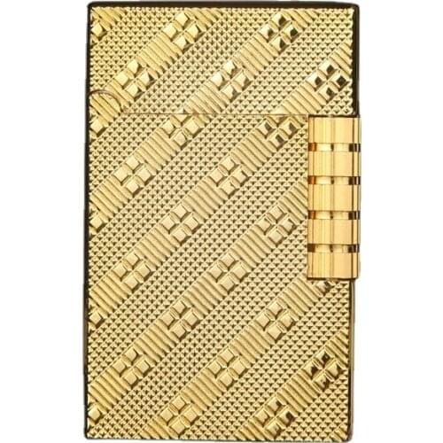 Oblique Square Lattice Bright Side Grinding Wheel Metal Fire Cigarette Butane Gas Lighter Refill Stainless Steel