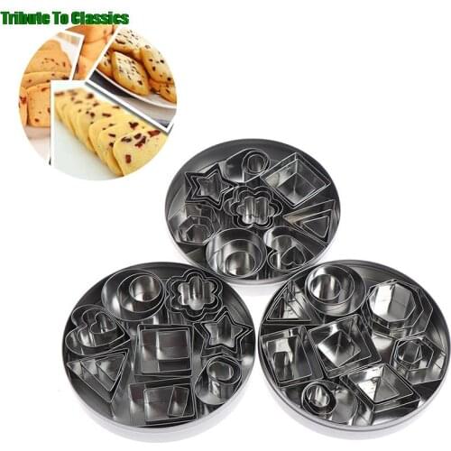 NEW 24Pcs/lot Stainless Steel Pottery Clay Tools Geometry Round Square Cutter Molds