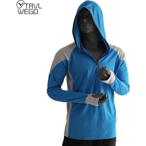 TRVLWEGO Pullover Shirts Fishing Clothing Breathable Sunscreen Men Quick Drying UPF 50+ Long Sleeve Hooded Fishing Shirts
