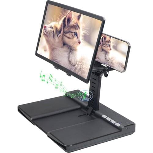 Adjustable 3D Mobile Phone Screen Magnifier HD Video Amplifier Stand Bracket With Movie Game Magnifying Folding Bluetooth Audio