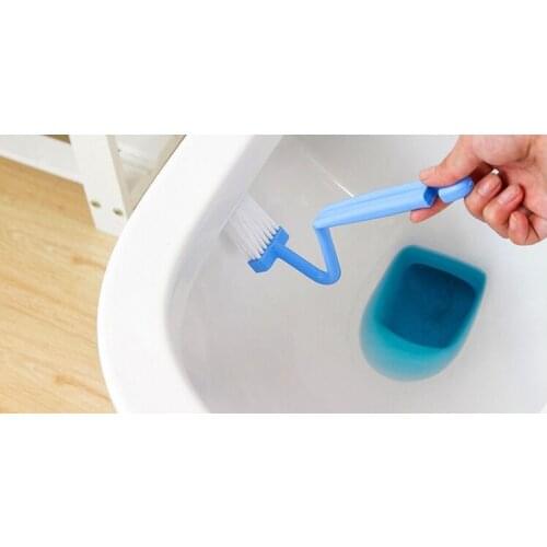 500PC Portable Toilet Brush Scrubber V-Type Cleaner Clean Brush Bent Bowl Handle