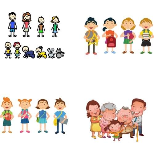 SZWL Big Family Color Car Stickers Waterproof Decals Window Stickers Auto Decoration PVC for Bicycle Refrigerator Door,20cm*10cm